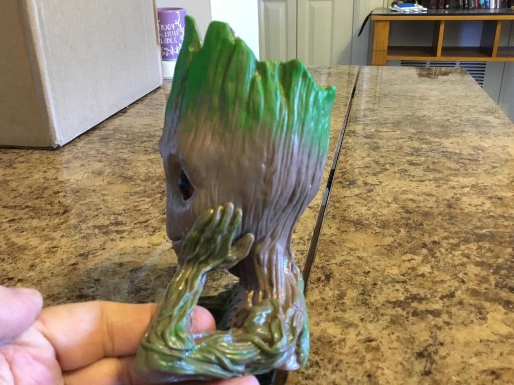 Baby Groot Pens Holder or Groot Planter Pot Perfect for Tiny Succulents 6" | Cute Desk Decor or Flower Planter Pot with Drainage Hole,Decorate Baby Groot'S Hair Style by Your Own Imagination